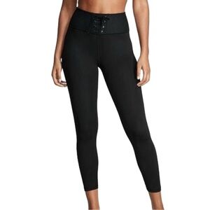 Victoria’s Secret Sport High-Waist Lace-Up Ribbed Waist Black Leggings